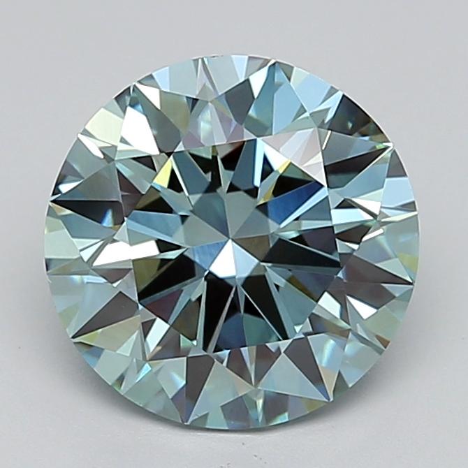 3.70 Ct. Fancy Vivid Bluish Green Round Lab Grown Diamond