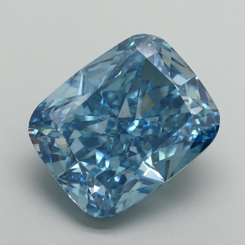 12.55 Ct. Fancy Vivid Blue Cushion Lab Grown Diamond