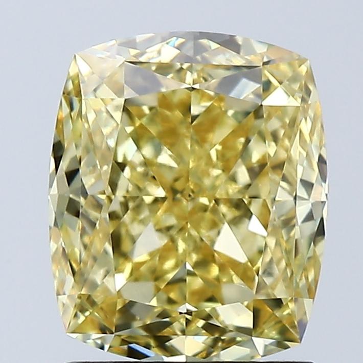 2.05 Ct. Fancy Vivid Yellow Cushion Lab Grown Diamond