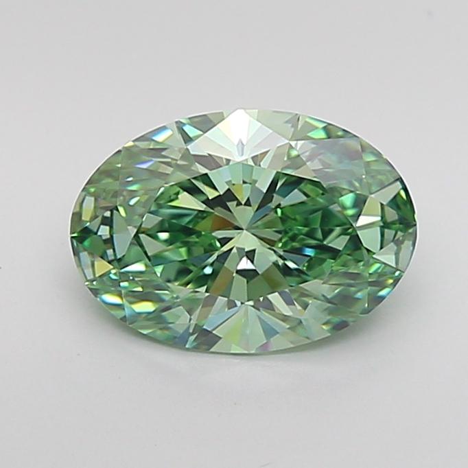 1.76 Ct. Fancy Vivid Green Oval Lab Grown Diamond