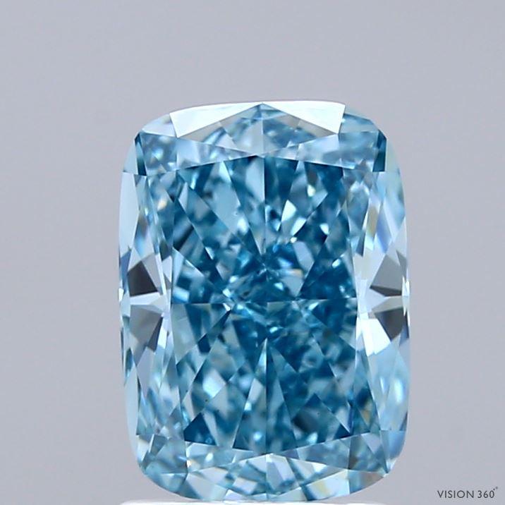 2.01 Ct. Fancy Vivid Blue Cushion Lab Grown Diamond