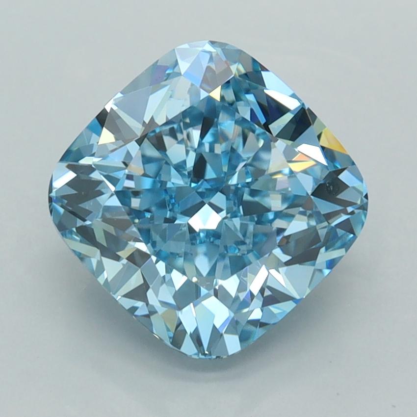 3.05 Ct. Fancy Vivid  Blue Cushion Lab Grown Diamond