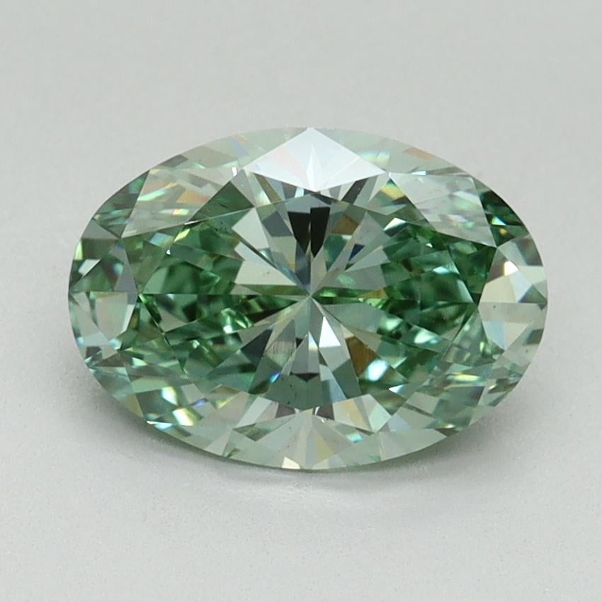 1.63 Ct. Fancy Vivid Green Oval Lab Grown Diamond