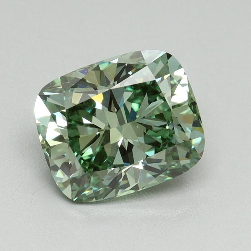 2.00 Ct. Fancy Vivid Green Cushion Lab Grown Diamond
