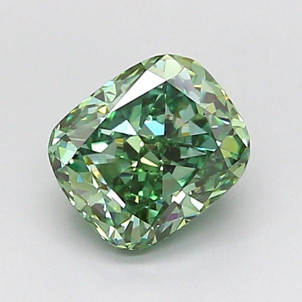 1.02 Ct. Fancy Vivid Green Cushion Lab Grown Diamond