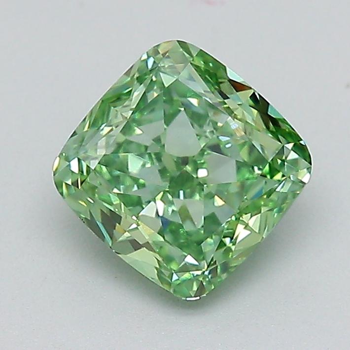 1.12 Ct. Fancy Vivid  Green Cushion Lab Grown Diamond