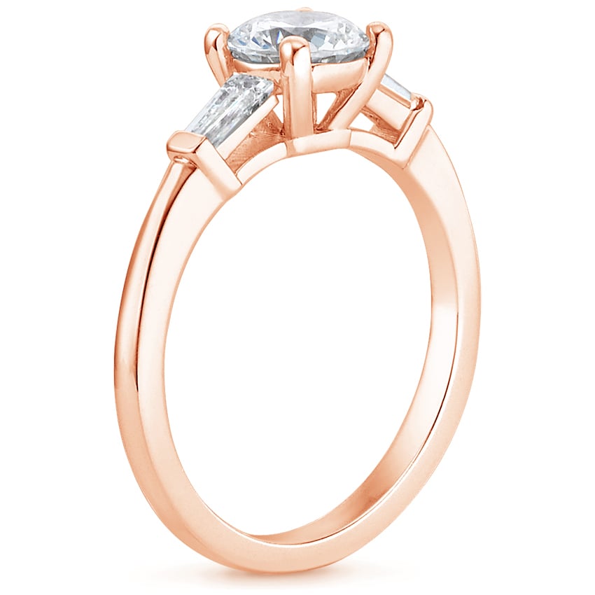 14K Rose Gold Tapered Baguette Diamond Ring, large side view
