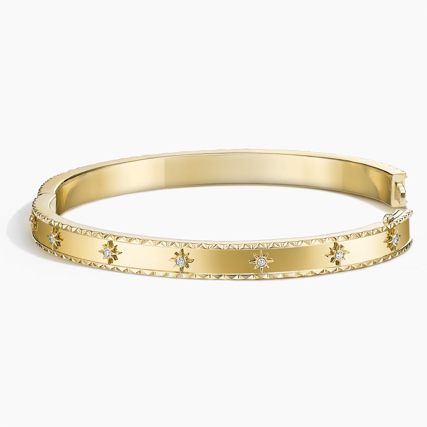 Diamond Stars Bangle Bracelet, 14K Yellow Gold | Diamond Stores Long Island