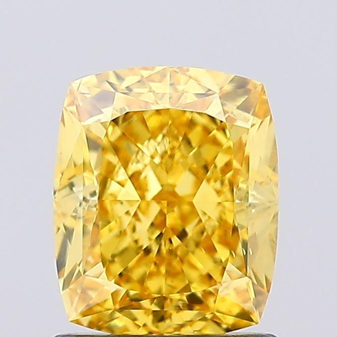 1.35 Ct. Fancy Vivid Yellow Cushion Lab Grown Diamond