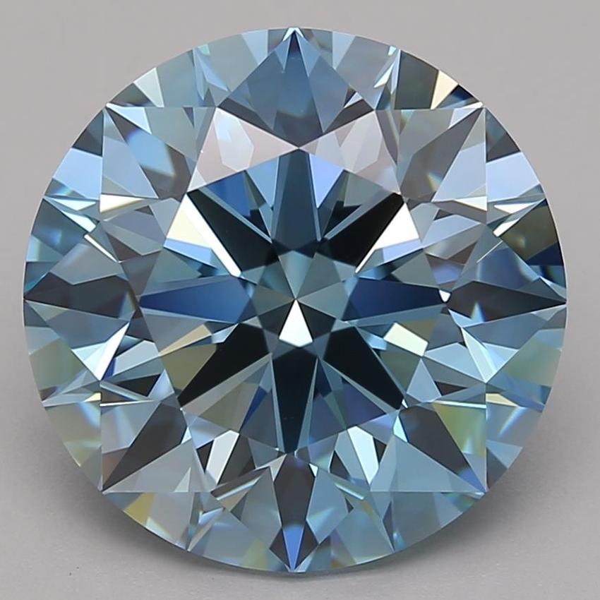 7.02 Ct. Fancy Vivid Blue Round Lab Grown Diamond