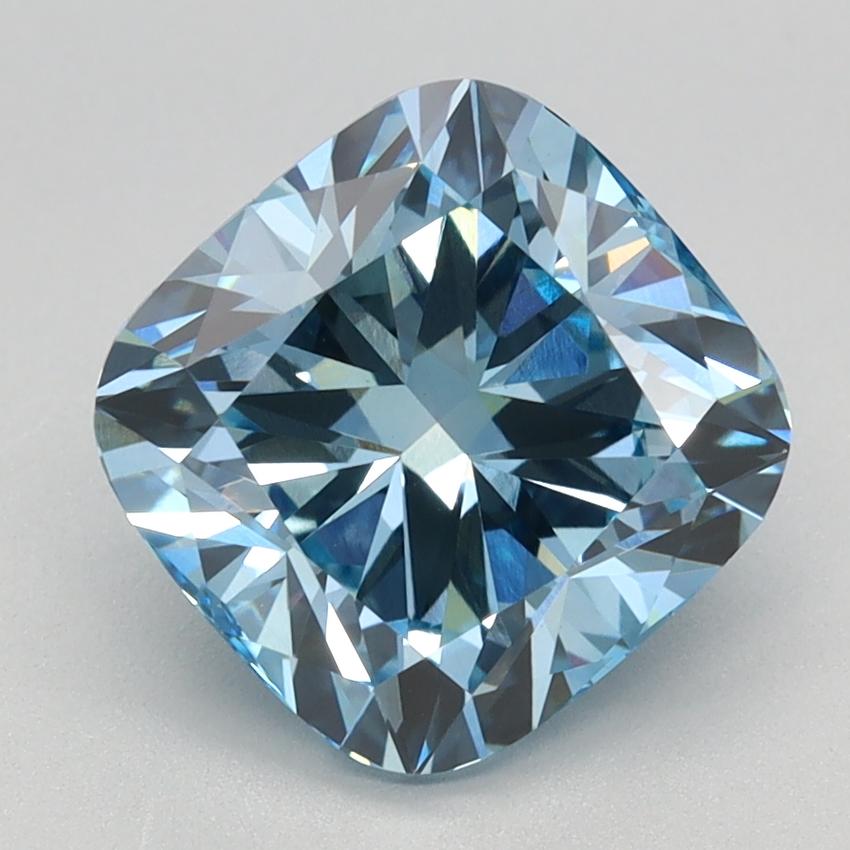 2.64 Ct. Fancy Vivid Blue Cushion Lab Grown Diamond