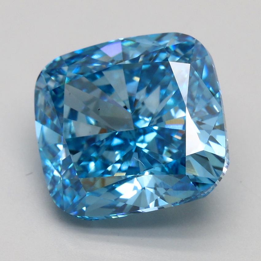 5.02 Ct. Fancy Vivid Blue Cushion Lab Grown Diamond