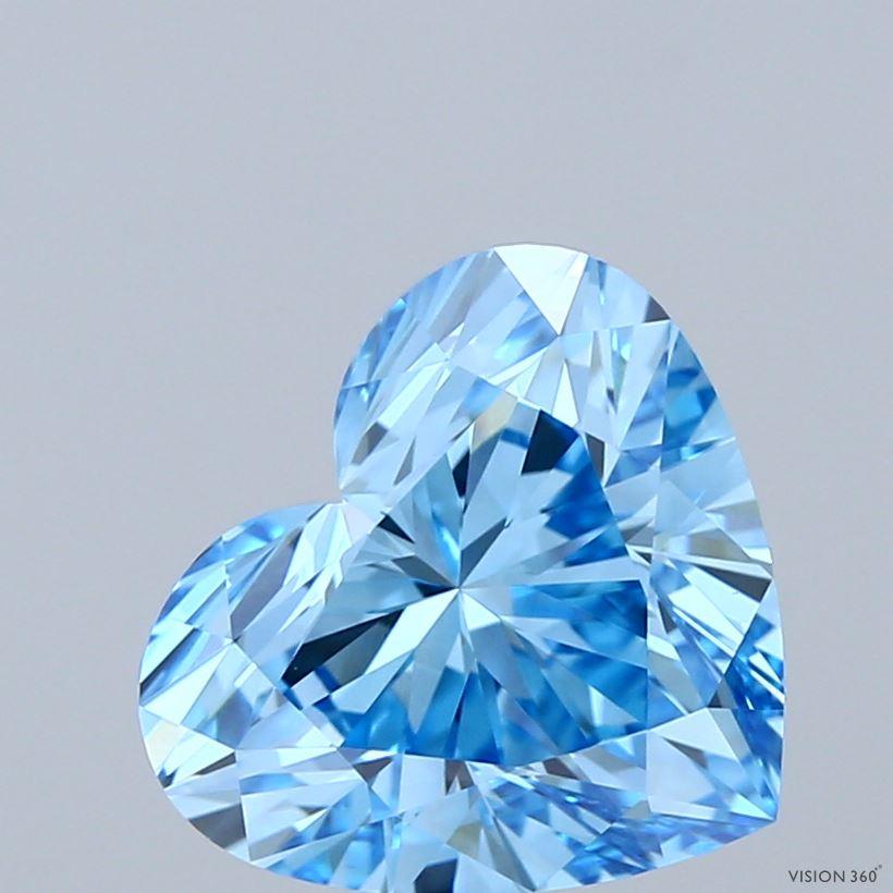3.10 Ct. Fancy Vivid Blue Heart Lab Grown Diamond