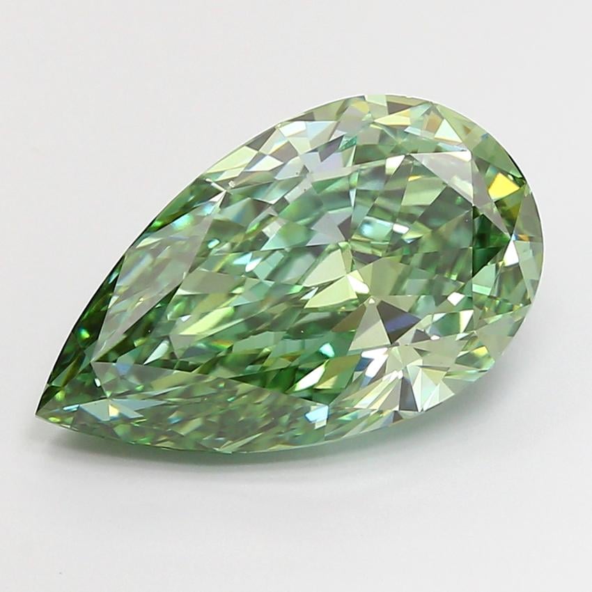 5.09 Ct. Fancy Vivid Green Pear Lab Grown Diamond