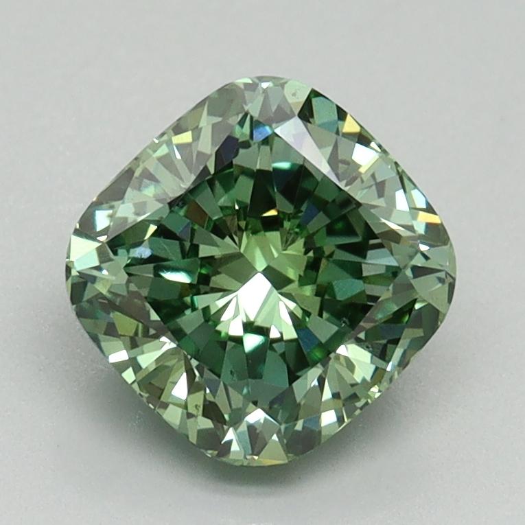 1.65 Ct. Fancy Vivid Green Cushion Lab Grown Diamond