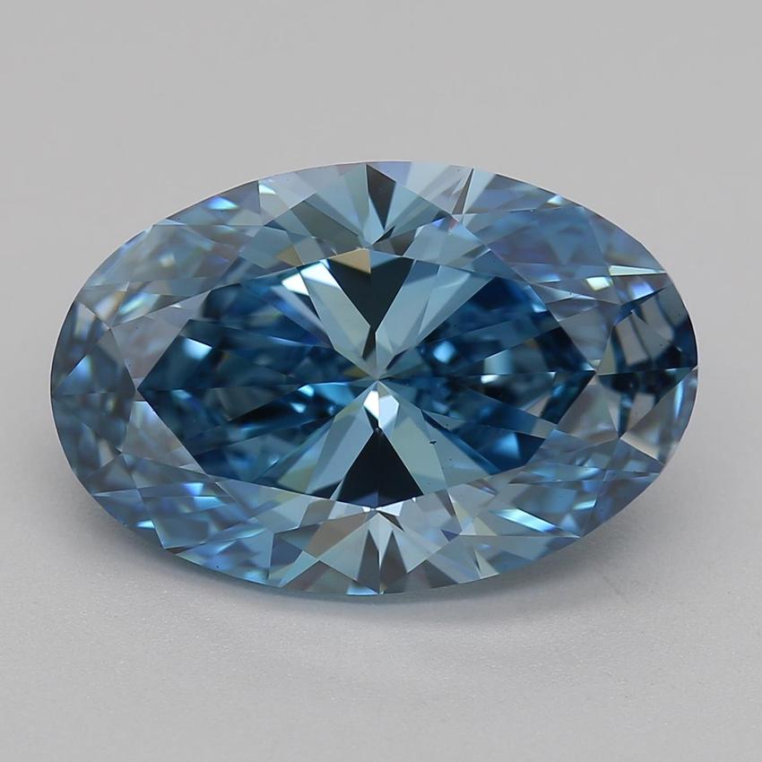 3.09 Ct. Fancy Vivid Blue Oval Lab Grown Diamond