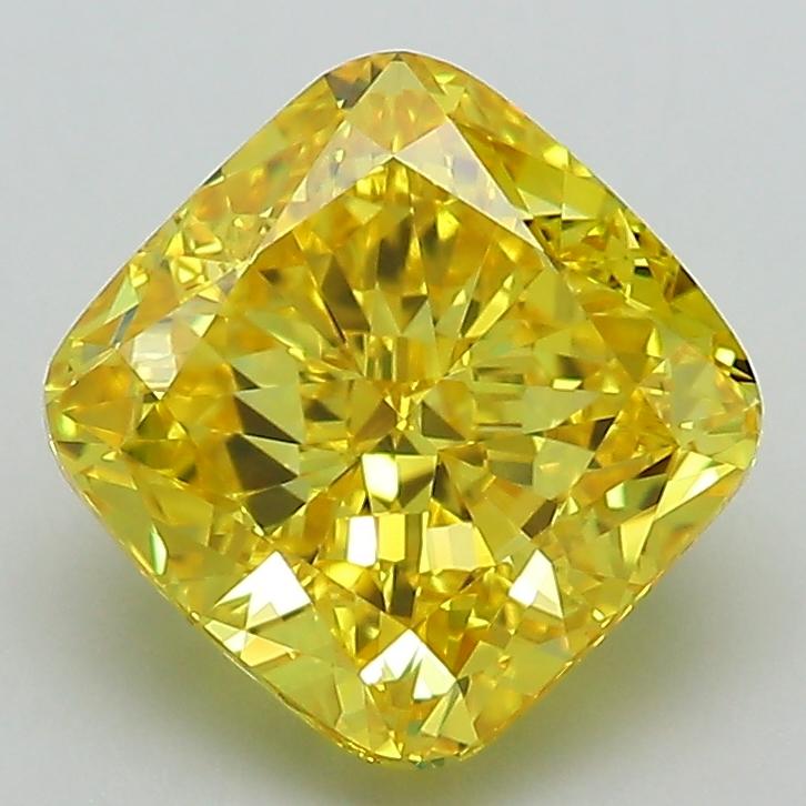 2.86 Ct. Fancy Vivid Yellow Cushion Lab Grown Diamond