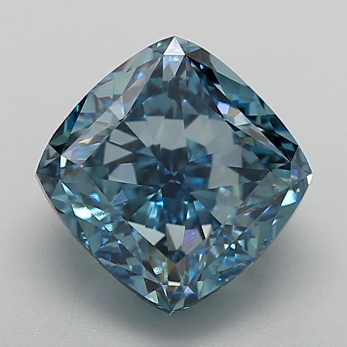 4.06 Ct. Fancy Vivid  Blue Cushion Lab Grown Diamond