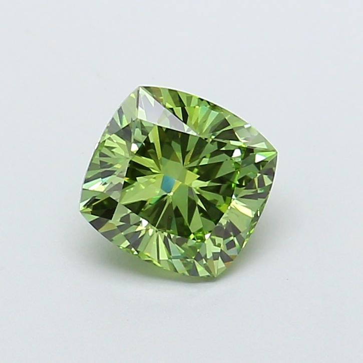 1.51 Ct. Fancy Vivid Green Cushion Lab Grown Diamond