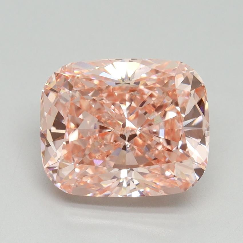 4.03 Ct. Fancy Vivid Pink Cushion Lab Grown Diamond