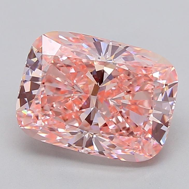 4.10 Ct. Fancy Vivid  Pink Cushion Lab Grown Diamond