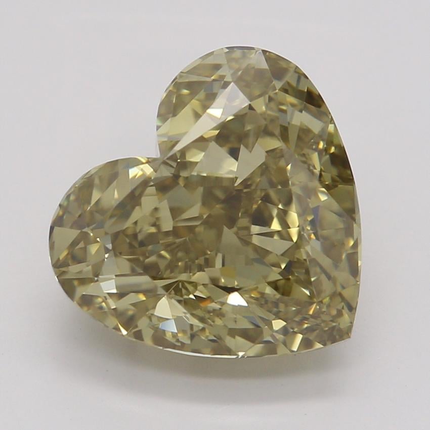 2.73 Ct. Fancy Dark Brown-Greenish Yellow Heart Diamond