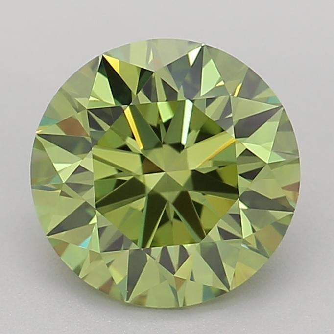 1.74 Ct. Fancy Vivid  Green Round Lab Grown Diamond
