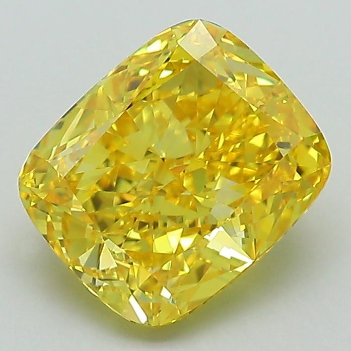 2.13 Ct. Fancy Vivid Yellow Cushion Lab Grown Diamond