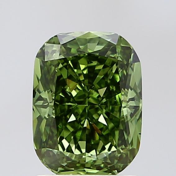 1.91 Ct. Fancy Vivid Green Cushion Lab Grown Diamond