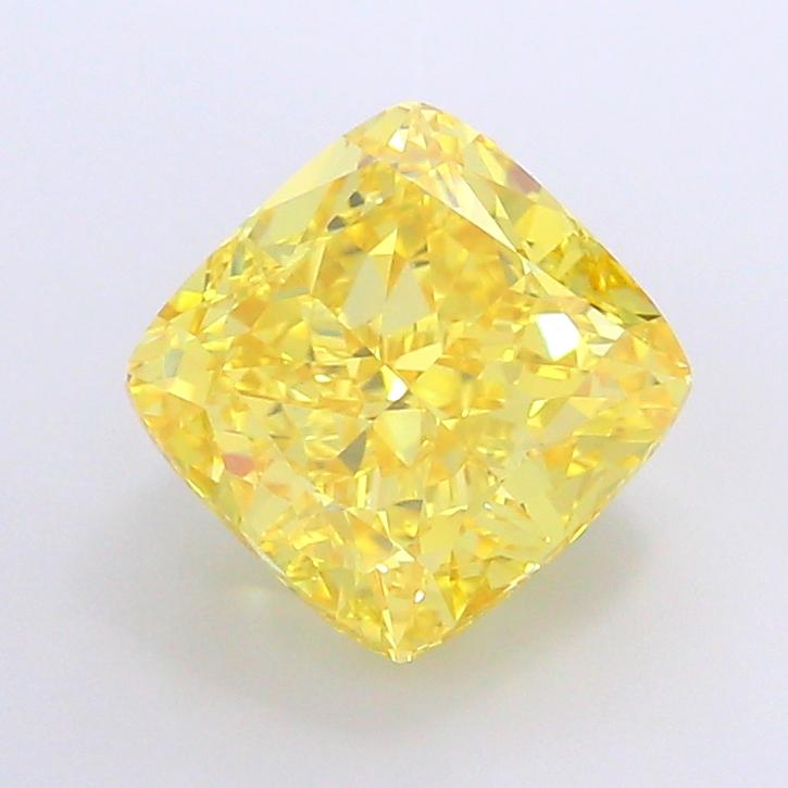 6.57 Ct. Fancy Vivid Yellow Cushion Lab Grown Diamond