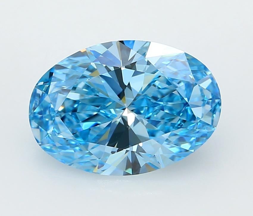 3.03 Ct. Fancy Vivid  Blue Oval Lab Grown Diamond