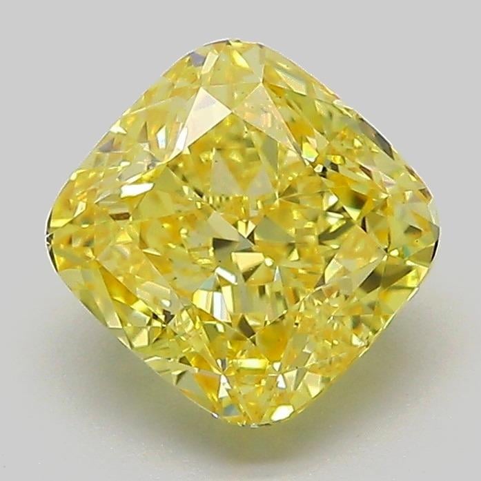 2.01 Ct. Fancy Vivid Yellow Cushion Lab Grown Diamond