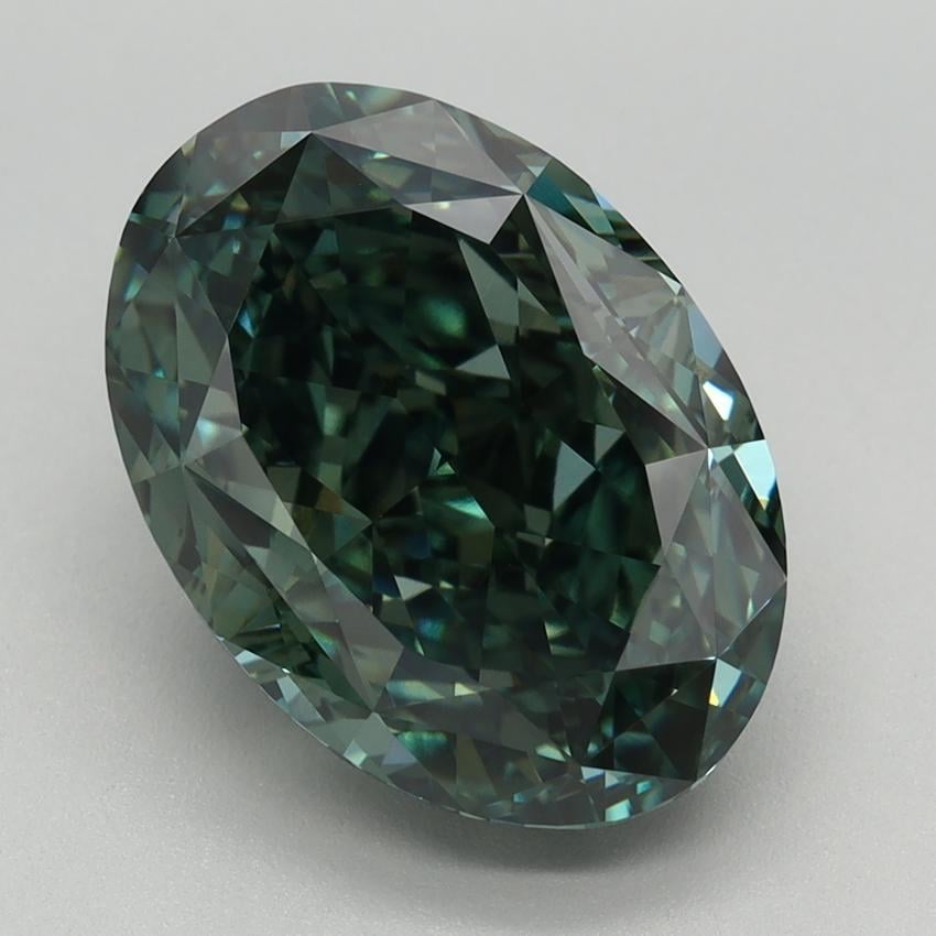 5.30 Ct. Fancy Vivid  Green Oval Lab Grown Diamond