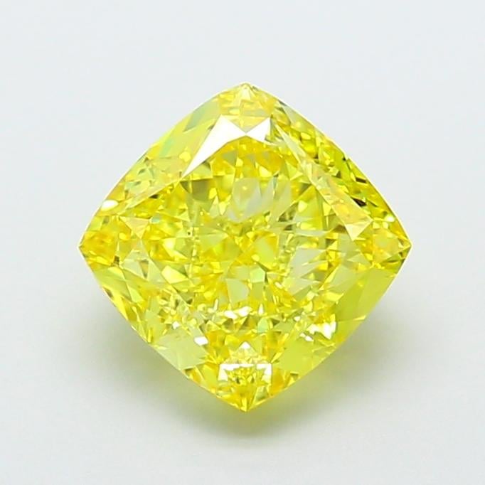 3.18 Ct. Fancy Vivid  Yellow Cushion Lab Grown Diamond