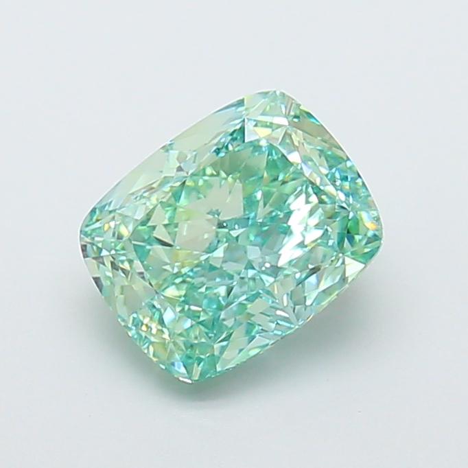 2.27 Ct. Fancy Vivid  Green Cushion Lab Grown Diamond