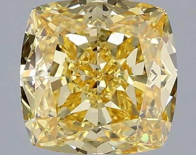 2.59 Ct. Fancy Intense Yellow Cushion Lab Grown Diamond