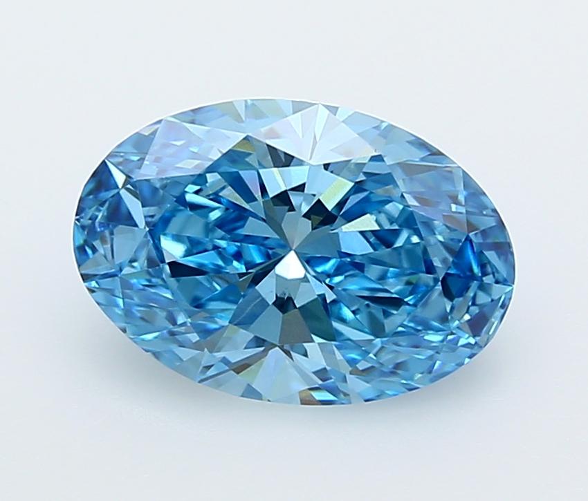 3.07 Ct. Fancy Vivid  Blue Oval Lab Grown Diamond