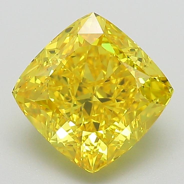 2.53 Ct. Fancy Vivid Yellow Cushion Lab Grown Diamond