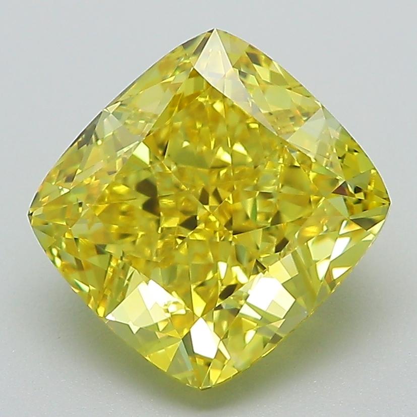 3.41 Ct. Fancy Vivid Yellow Cushion Lab Grown Diamond
