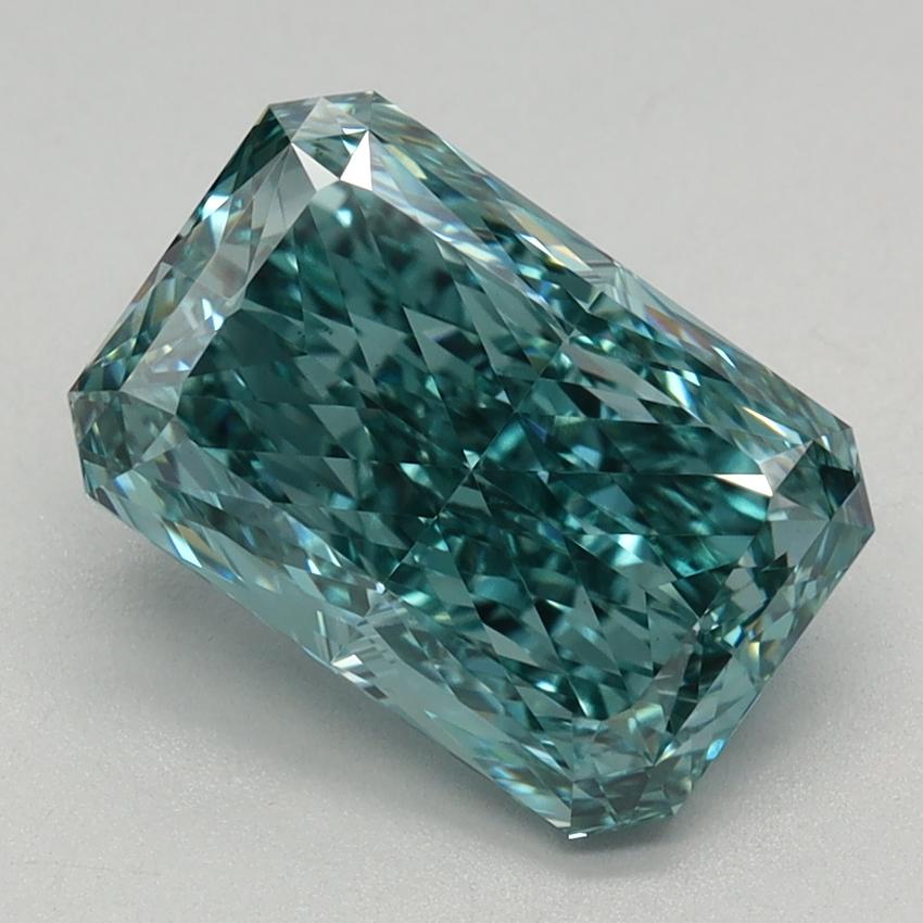 2.12 Ct. Fancy Vivid Bluish Green Radiant Lab Grown Diamond