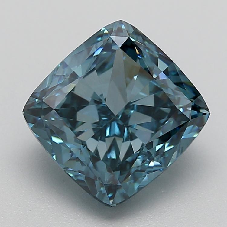 3.23 Ct. Fancy Vivid  Blue Cushion Lab Grown Diamond