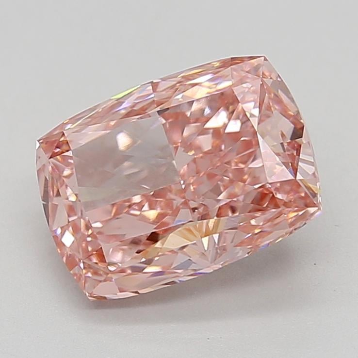 4.13 Ct. Fancy Vivid  Pink Cushion Lab Grown Diamond