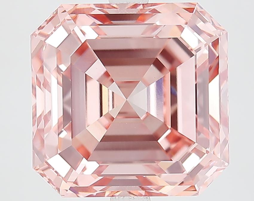7.26 Ct. Fancy Vivid Brownish Pink Asscher Lab Grown Diamond
