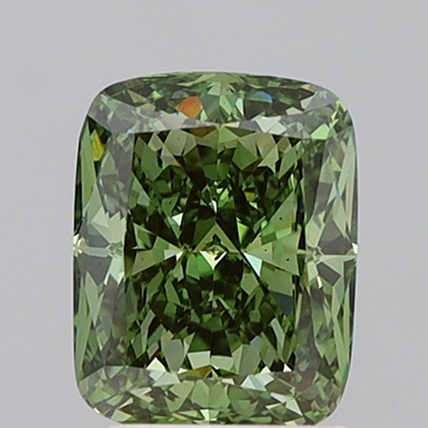 2.50 Ct. Fancy Vivid Green Cushion Lab Grown Diamond