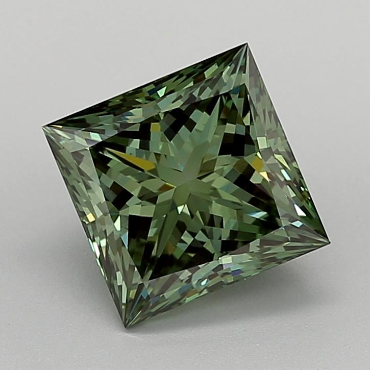 3.08 Ct. Fancy Vivid  Green Princess Lab Grown Diamond