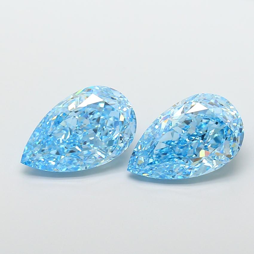 8.11 Ct. Fancy Vivid  Blue Pear Lab Grown Diamond