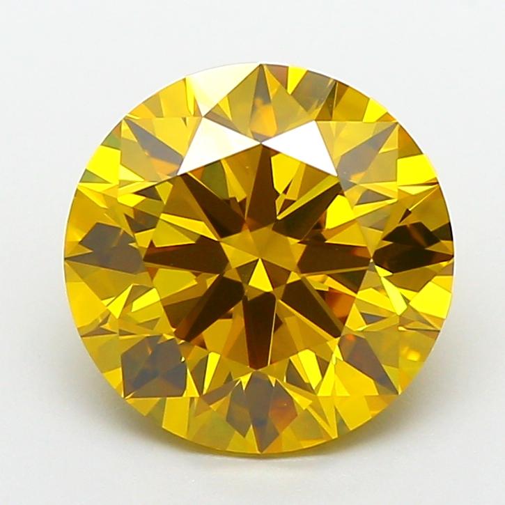 3.29 Ct. Fancy Vivid  Yellow Round Lab Grown Diamond