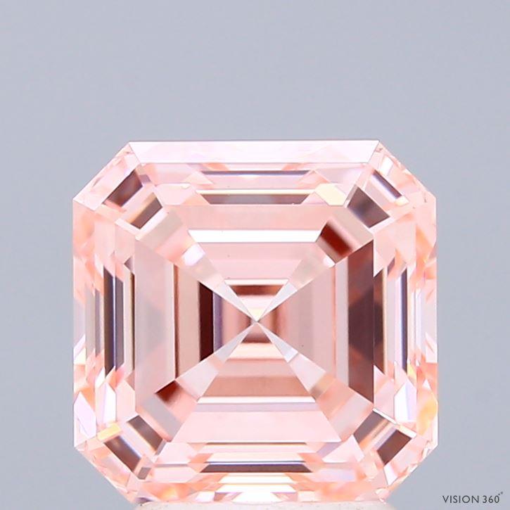 3.16 Ct. Fancy Intense Pink Asscher Lab Grown Diamond