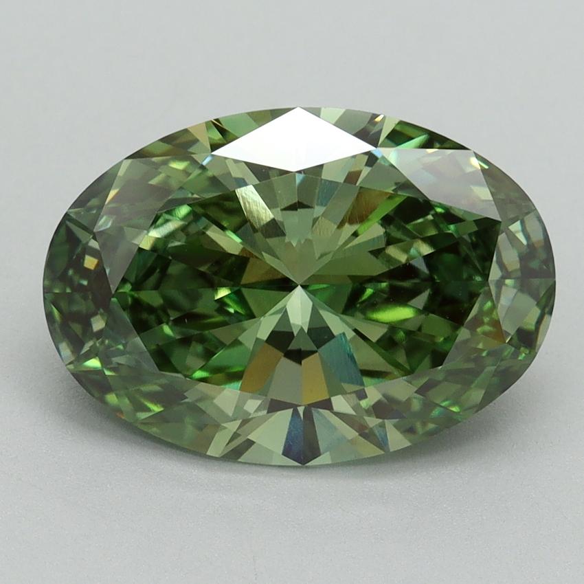 4.02 Ct. Fancy Vivid Green Oval Lab Grown Diamond