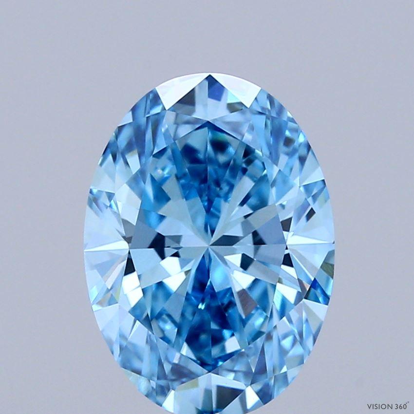 2.87 Ct. Fancy Vivid Blue Oval Lab Grown Diamond
